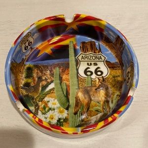 Arizona Highway US Route 66 Ceramic Ashtray Multicolored Round Historic